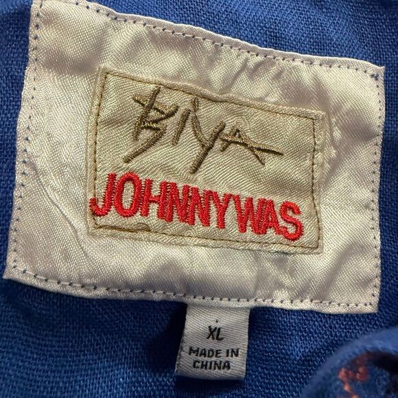 Johnny Was Biya Simmie Linen Animal Embroidered Blouse Size XL - Picture 7 of 8